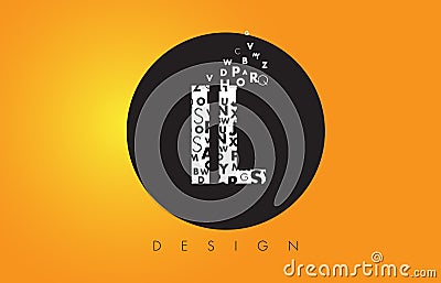 IL I L Logo Made of Small Letters with Black Circle and Yellow B Stock Photo