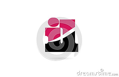 il i l pink and black alphabet letter combination logo icon design Stock Photo