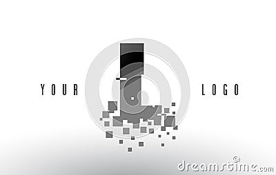 IL I L Pixel Letter Logo with Digital Shattered Black Squares Vector Illustration