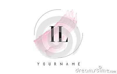 IL I L Watercolor Letter Logo Design with Circular Brush Pattern Vector Illustration