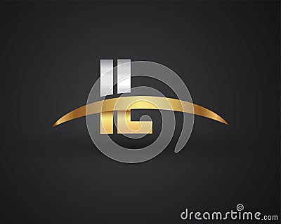 IL initial logo company name colored gold and silver swoosh design. vector logo for business and company identity Vector Illustration