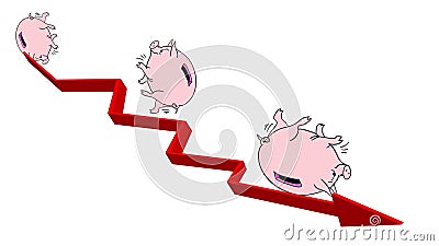 Il porcellino salvadanaio del maiale sta rotolando giù nei termini Idea della crisi finanziaria royalty illustrazione gratis Il porcellino salvadanaio del maiale sta rotolando giù nei termini Idea della crisi finanziaria royalty illustrazione gratis