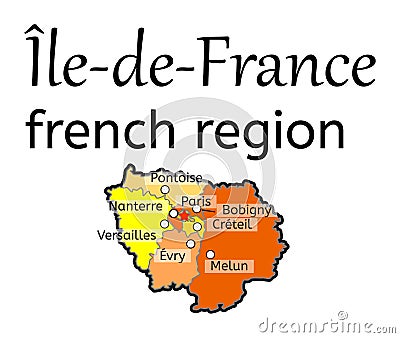 Ile-de-France french region map Vector Illustration