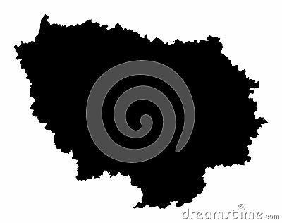 Ile-de-France silhouette map Vector Illustration