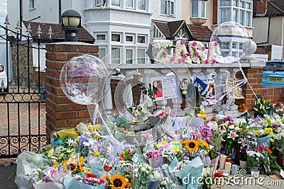 ILFORD, LONDON, ENGLAND- 2nd July 2022: Memorial to Zara Aleena at the site where she was murdered near home Editorial Stock Photo