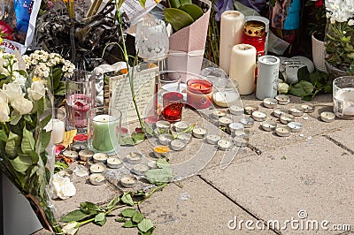 ILFORD, LONDON, ENGLAND- 2nd July 2022: Zara Aleena memorial at the site where she was murdered Editorial Stock Photo