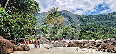 Ilha Grande, Brazil - Jan 27, 2024: Aventureiro beach on Ilha Grande at Angra dos Reis, Rio de Janeiro, Brazil Editorial Stock Photo