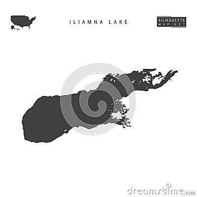 Iliamna Lake Vector Map Isolated on White Background. High-Detailed Black Silhouette Map of Iliamna Lake Vector Illustration
