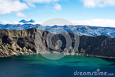 Ilinizas Volcanos under the Quilotoa lagoon, Andes. Ecuador Stock Photo