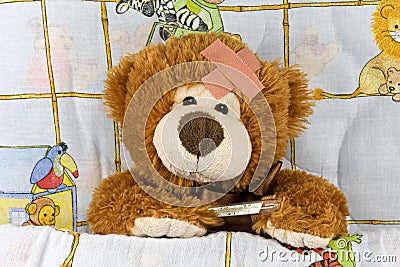 Ill brown Teddy-bear Stock Photo