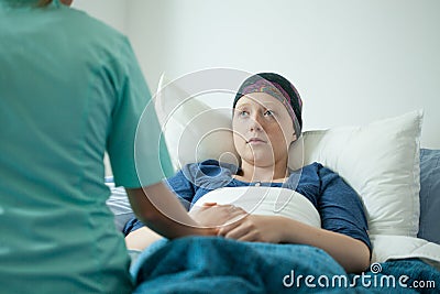 Ill with cancer girl Stock Photo
