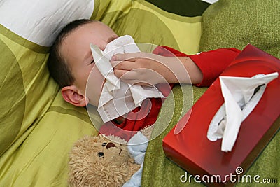 Ill child with catarrh Stock Photo