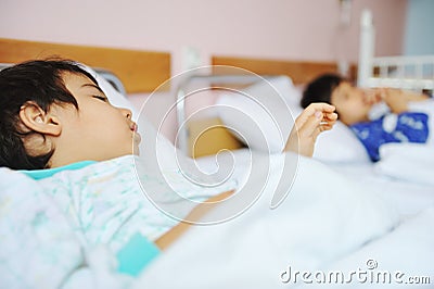 Ill child in hospital Stock Photo