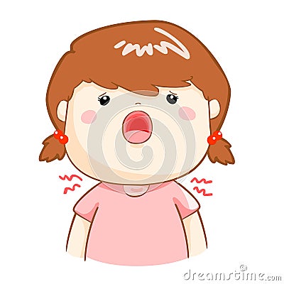 Ill girl sore throat cartoon Vector Illustration