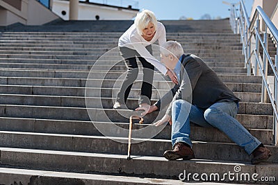 Ill man having stroke on the promenade Stock Photo
