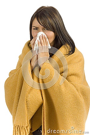 Ill woman with tissue Stock Photo