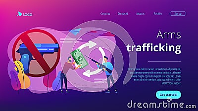 Arms trafficking concept landing page. Vector Illustration