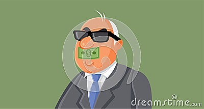 Corrupt Politician Being Silenced by Money Vector Cartoon Illustration Vector Illustration