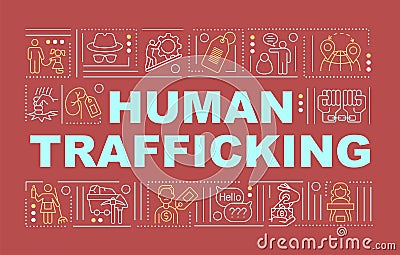 Illegal human trafficking and slavery word concepts banner Cartoon Illustration
