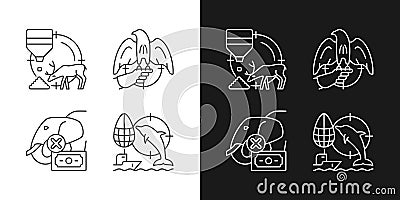 Illegal hunting linear icons set for dark and light mode Vector Illustration