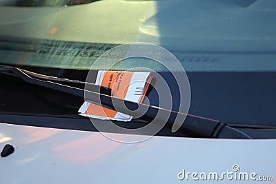 Illegal Parking Violation Citation On Car Windshield in New York Stock Photo