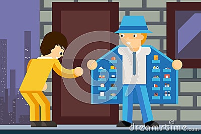 Illegal product dealer Vector Illustration