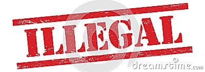 ILLEGAL text on red grungy lines stamp Stock Photo