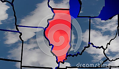 Illinois Clouds Weather Climate IL United States America USA Map Stock Photo