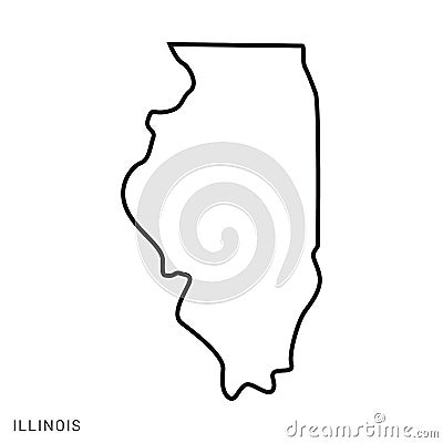 Illinois Map Outline Vector Design Template. Editable Stroke Vector Illustration