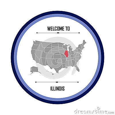 Illinois, Map of united states of America with landmark of Illinois, American map Stock Photo