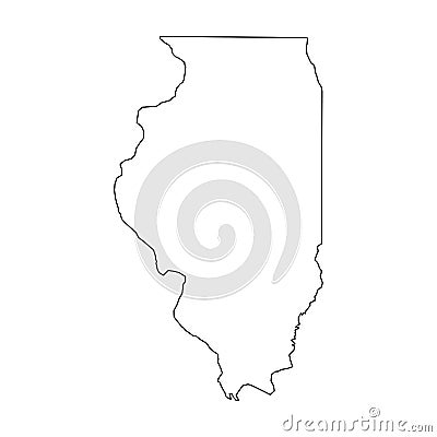 Illinois, state of USA - solid black outline map of country area. Simple flat vector illustration Vector Illustration