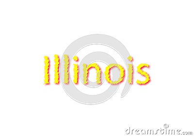 Illinois written illustration, american state isolated in a whit Cartoon Illustration