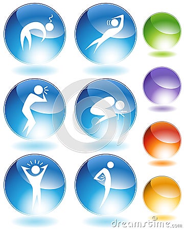 Illness Crystal Icon Set Vector Illustration