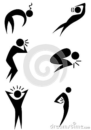 Illness Stick Figure Set Vector Illustration