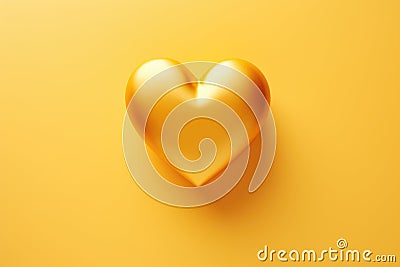 Illuminate your love-themed projects with a vibrant photo featuring a voluminous golden heart on a matching yellow Stock Photo