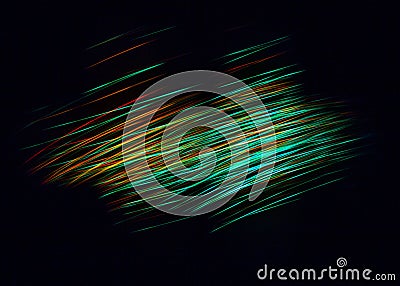 An illuminated abstract digital wave of not clear luminous particles and a flash light effect. Technological concept of a radio or Stock Photo