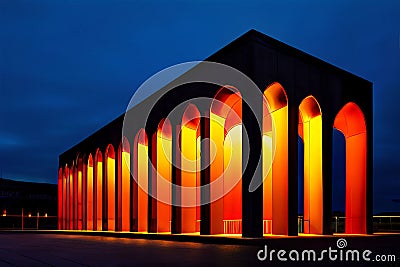 illuminated architecture building edges lit up emphasizing the s Stock Photo