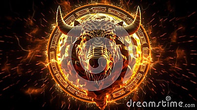 Illuminated Bitcoin bull exuding strength and brilliance through radiant energy Stock Photo