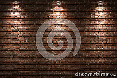Illuminated brick wall Stock Photo