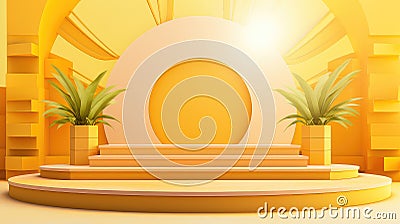 illuminated bright podium background Cartoon Illustration