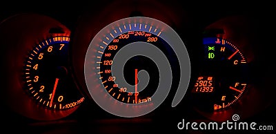 illuminated car dashboard Stock Photo