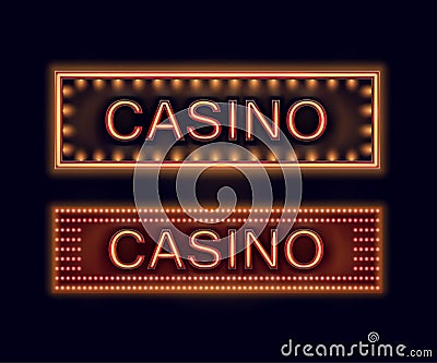 Illuminated casino signboards Vector Illustration