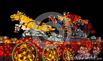 Illuminated Chinese chariot Stock Photo