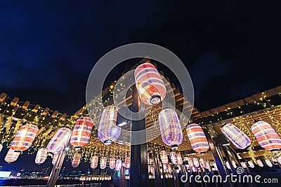 Illuminated Chinese lantern fot mid-autumn festival Stock Photo