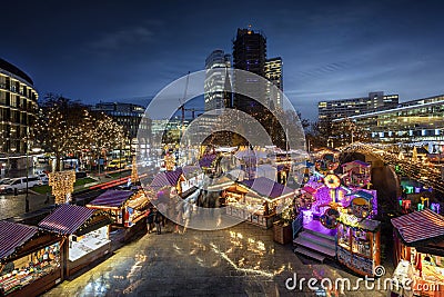 The illuminated Christmas Market at the Breitscheidplatz in Berlin, Germany, Stock Photo