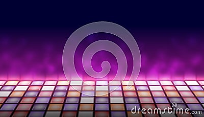 Illuminated dance floor a background vector illustration, 80s retro style disco empty dance floor Vector Illustration