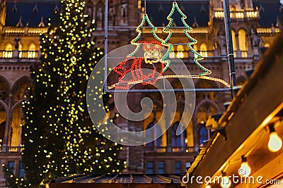 Illuminated Decoration At Christmas Market Editorial Stock Photo