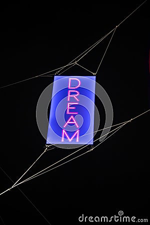 Illuminated DREAM sign as part of the Carnaby Street 2020 Christmas lights aimed at delivering positive message during the COVID Stock Photo