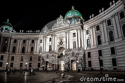 Illuminated Entrance Portal To Imperial Residence Hofburg In The Inner City Of Vienna In Austria Editorial Stock Photo