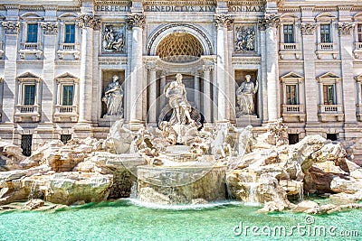 Illuminated Fontana Di Trevi, Trevi Fountain at Dusk, Rome Stock Photo